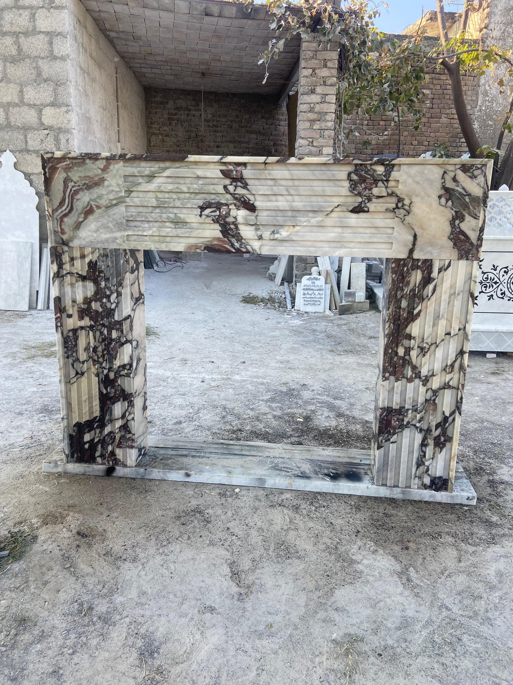 Calacatta Viola Marble Fireplace Surround and Mantel