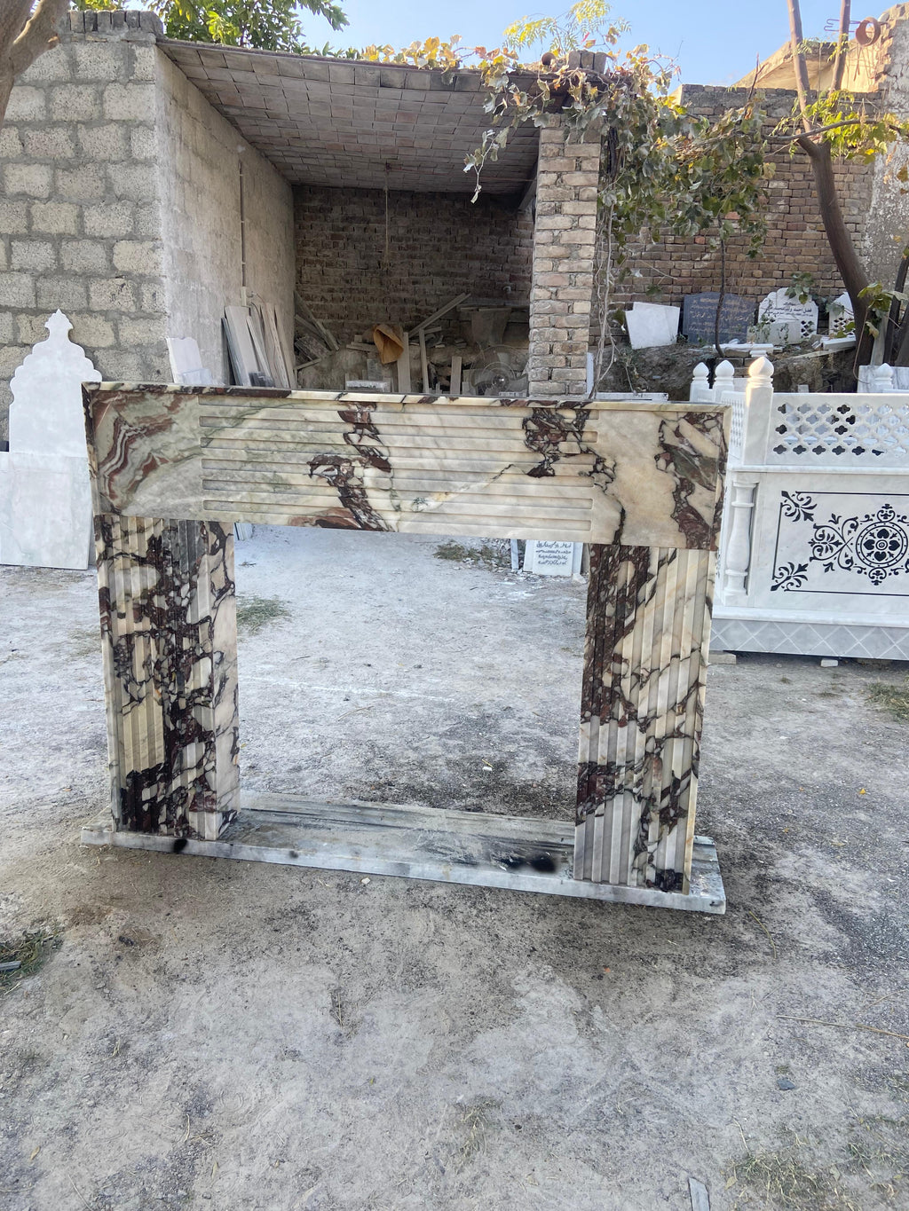 Calacatta Viola Marble Fireplace Surround and Mantel