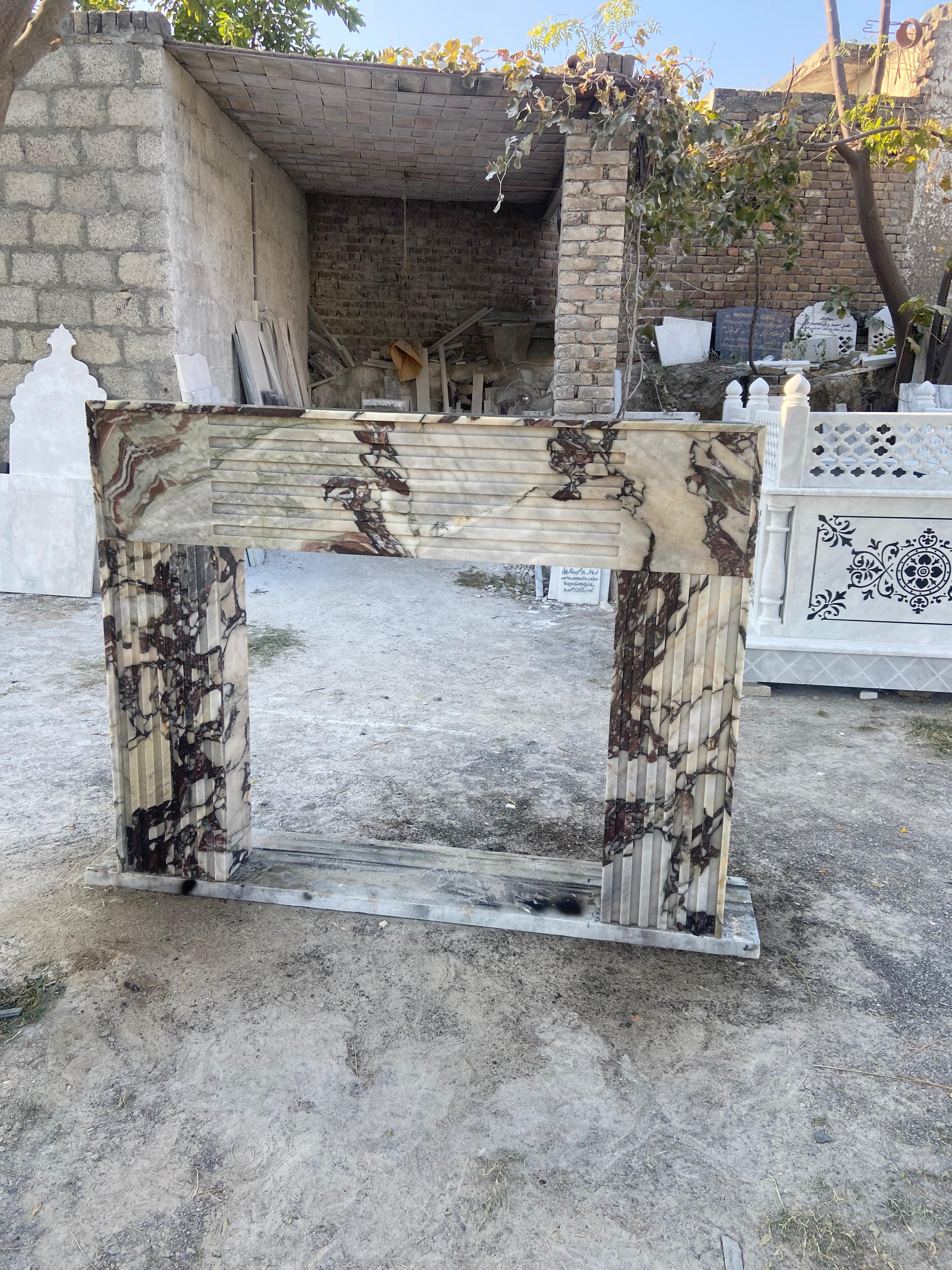 Calacatta Viola Marble Fireplace Surround and Mantel