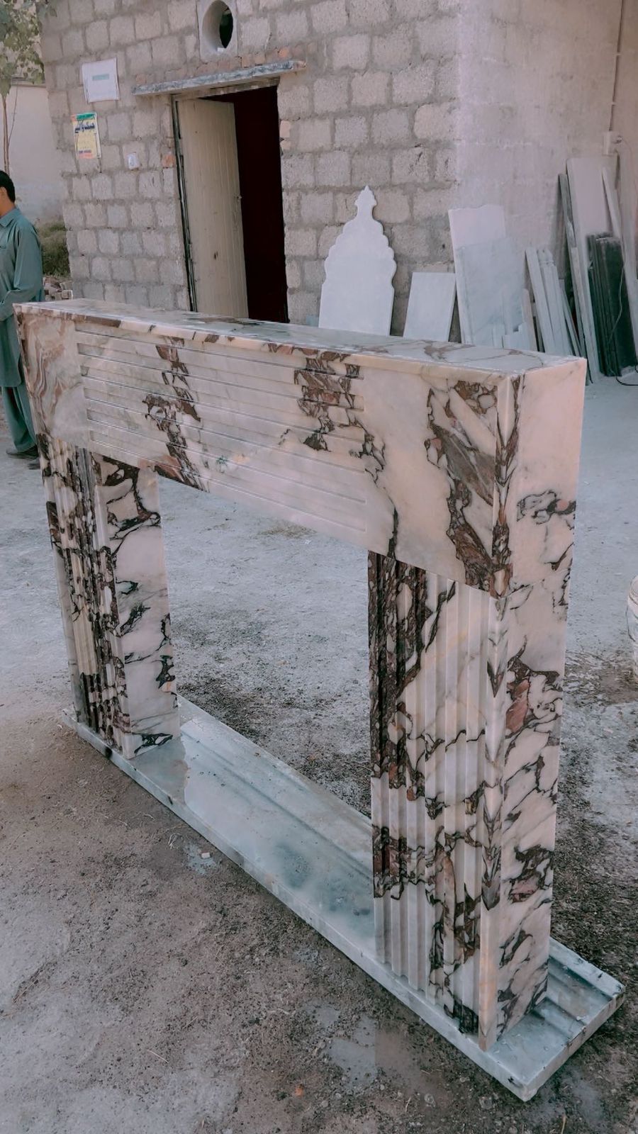 Calacatta Viola Marble Fireplace Surround and Mantel