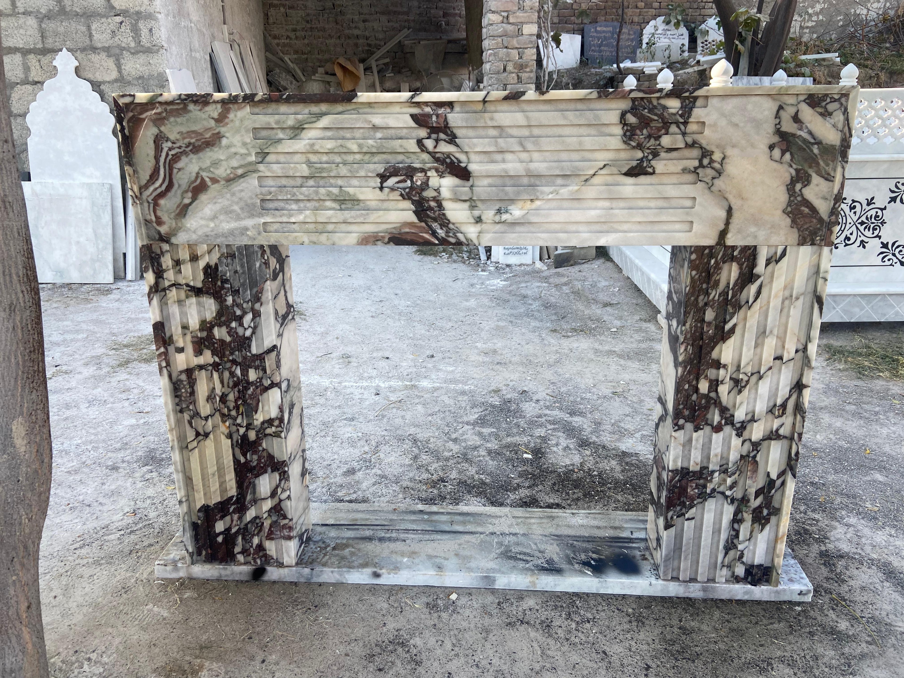 Calacatta Viola Marble Fireplace Surround and Mantel
