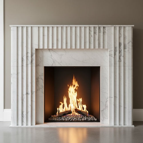 Calacatta White Marble Fireplace Surround and Mantel
